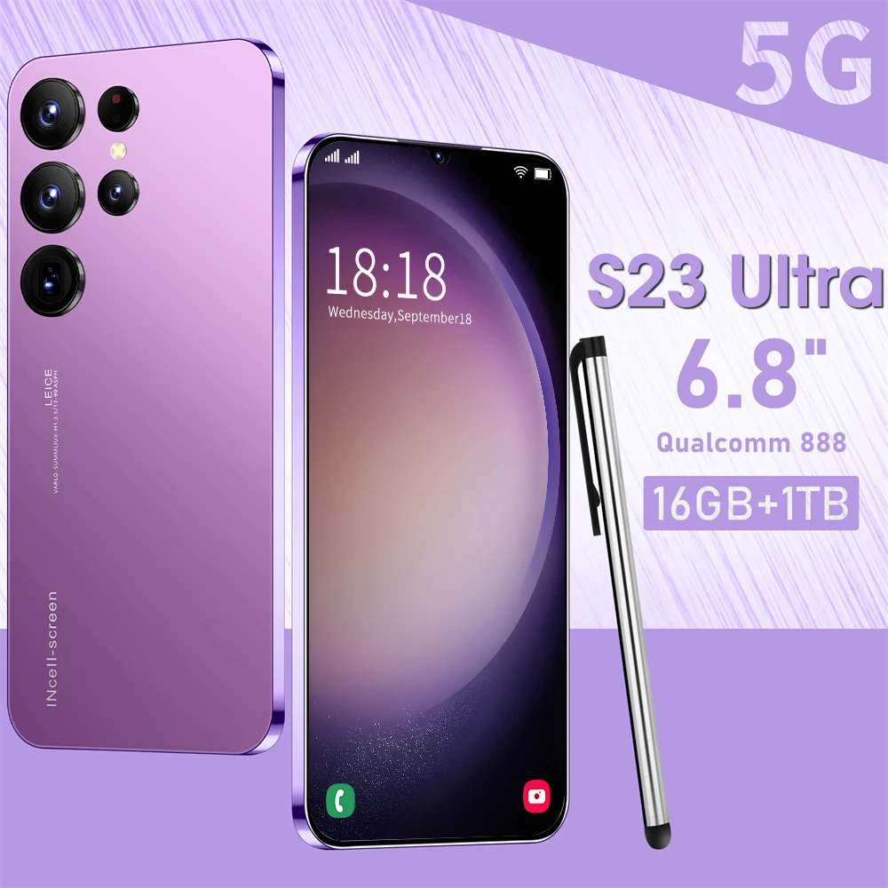 

Смартфон S23 Ultra, 6,8 дюйма, Hd экран, 16 ГБ, 1 ТБ