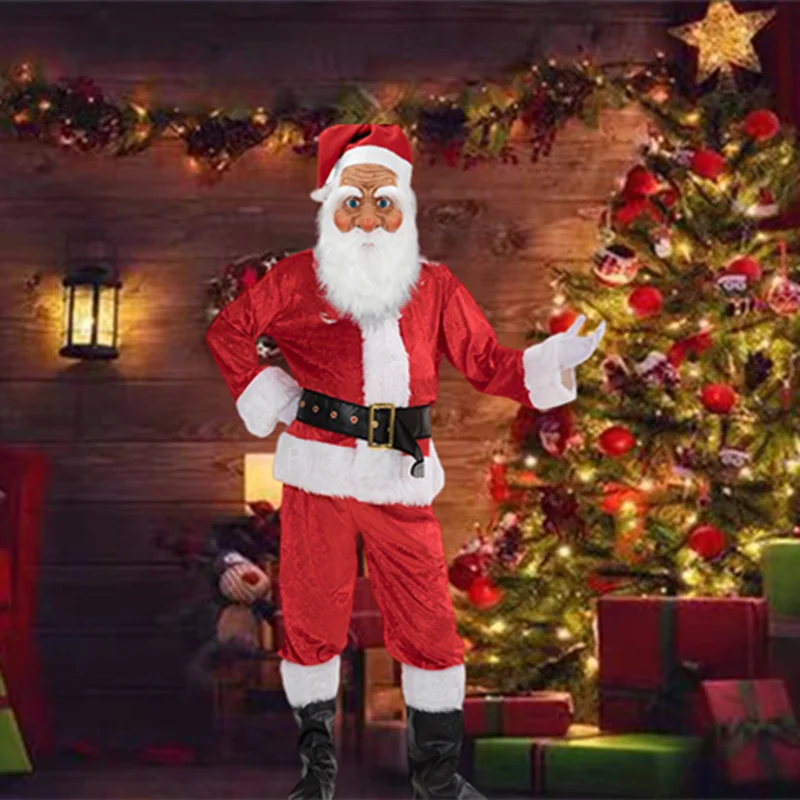 

Santa Claus mask white beard old man mask Christmas carnival party role play Santa Claus funny cute head mask