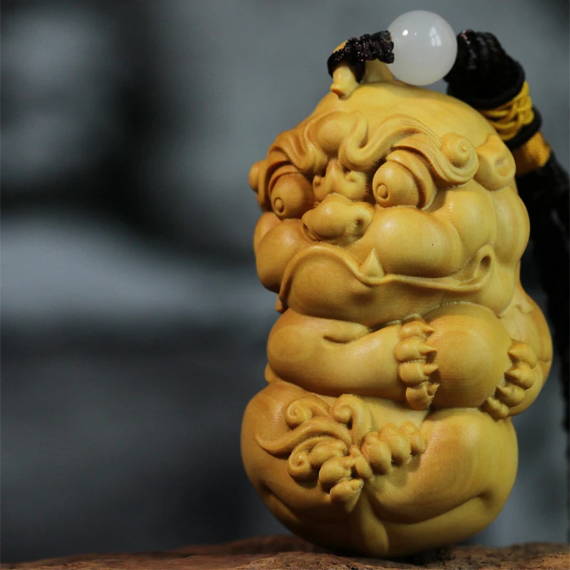 XS118-7 ручная резьба из самшита подвесной кулон для автомобиля домашний декор-Pixiu