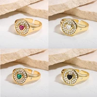 bohemian style punk rings for women geometric zircon heart ring oval open adjustable knuckle rings fashion finger jewelry gifts