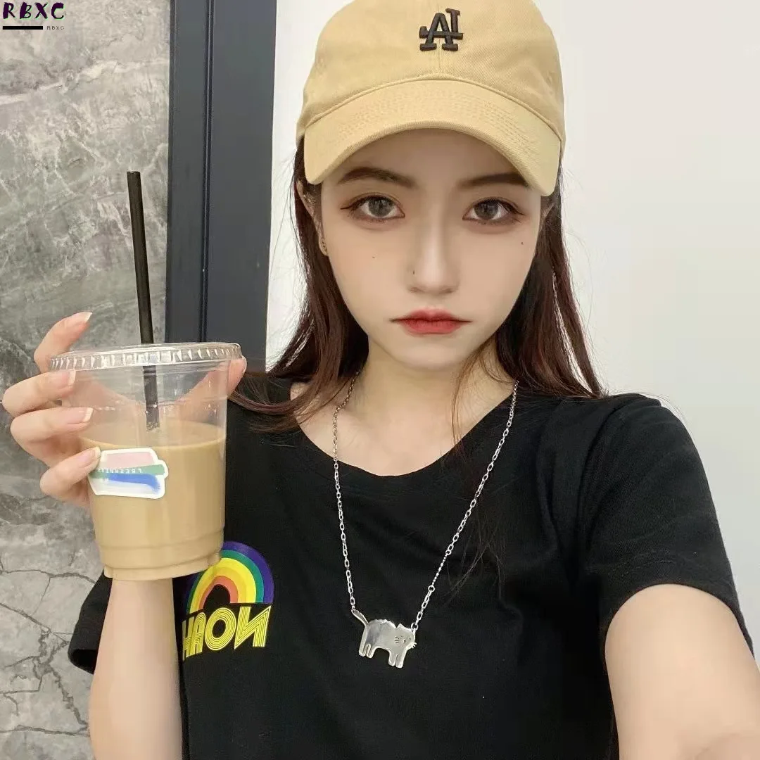 

Rbxc Kitty Necklace Men and Women Fashion Neck Collarbone Chain Net Red Hip-hop Accessories Simple Cartoon Cute Personality Fun
