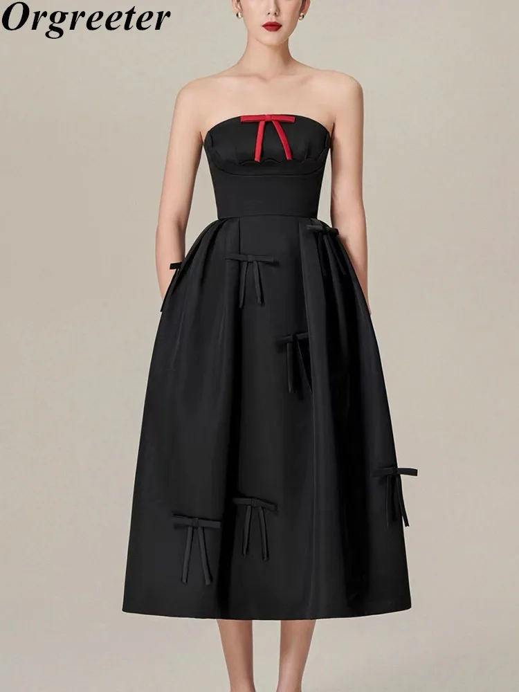 

Женское свадебное платье без бретелек, белое платье средней длины в стиле французского Хепберн с аппликацией и милым бантом