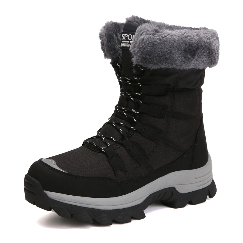 Winter Women Water Proof Boots Keep Warm Mid-Calf Snow Boots Women Lace-up Comfortable Thicken Boots