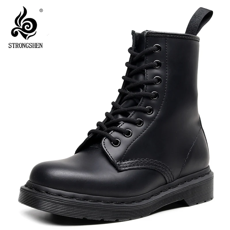 

STRONGSHEN Women Genuine Boots Winter Boots Shoes Woman Casual Couple Unisex Autumn Botas Mujer Female Ankle Boots