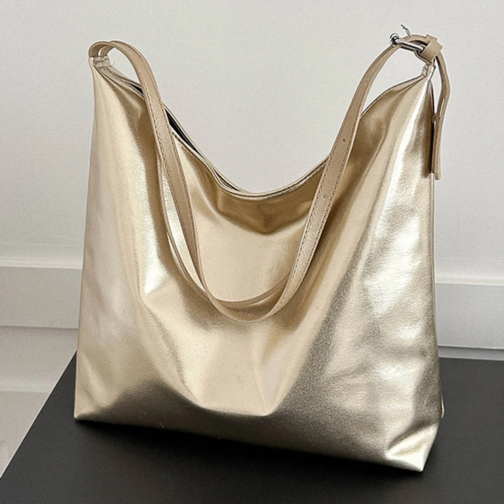 

Luxury Designer Bag for Women Fashion Shopping Bag PU Top-Handle Handbag High Capacity Silver Gold Casual Leather Tote Bag