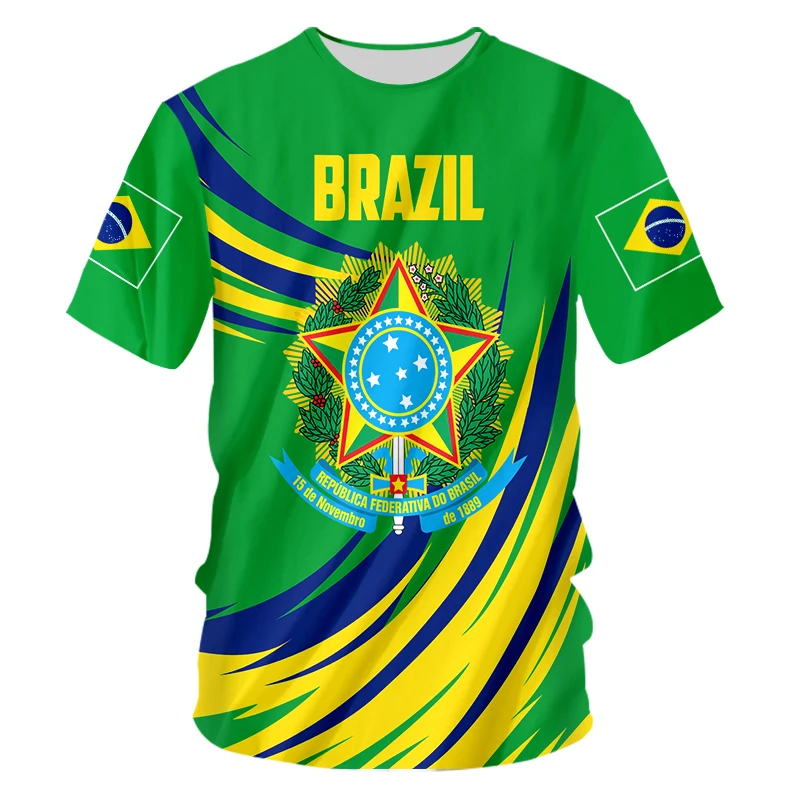 

Men'S Brazil Flag 3D Printed T-Shirt Diy Custom Summer O-Neck Short Sleeve Tshirt Men/Women Sports Brazil Harajuku Clothing Tees