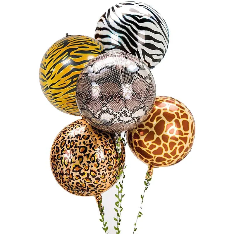 

22inch 4D Animal Foil Balloons Leopard Zebra Tiger Giraffe Ballon Jungle Forest Safari Zoo Theme Kids Birthday Party Supplies