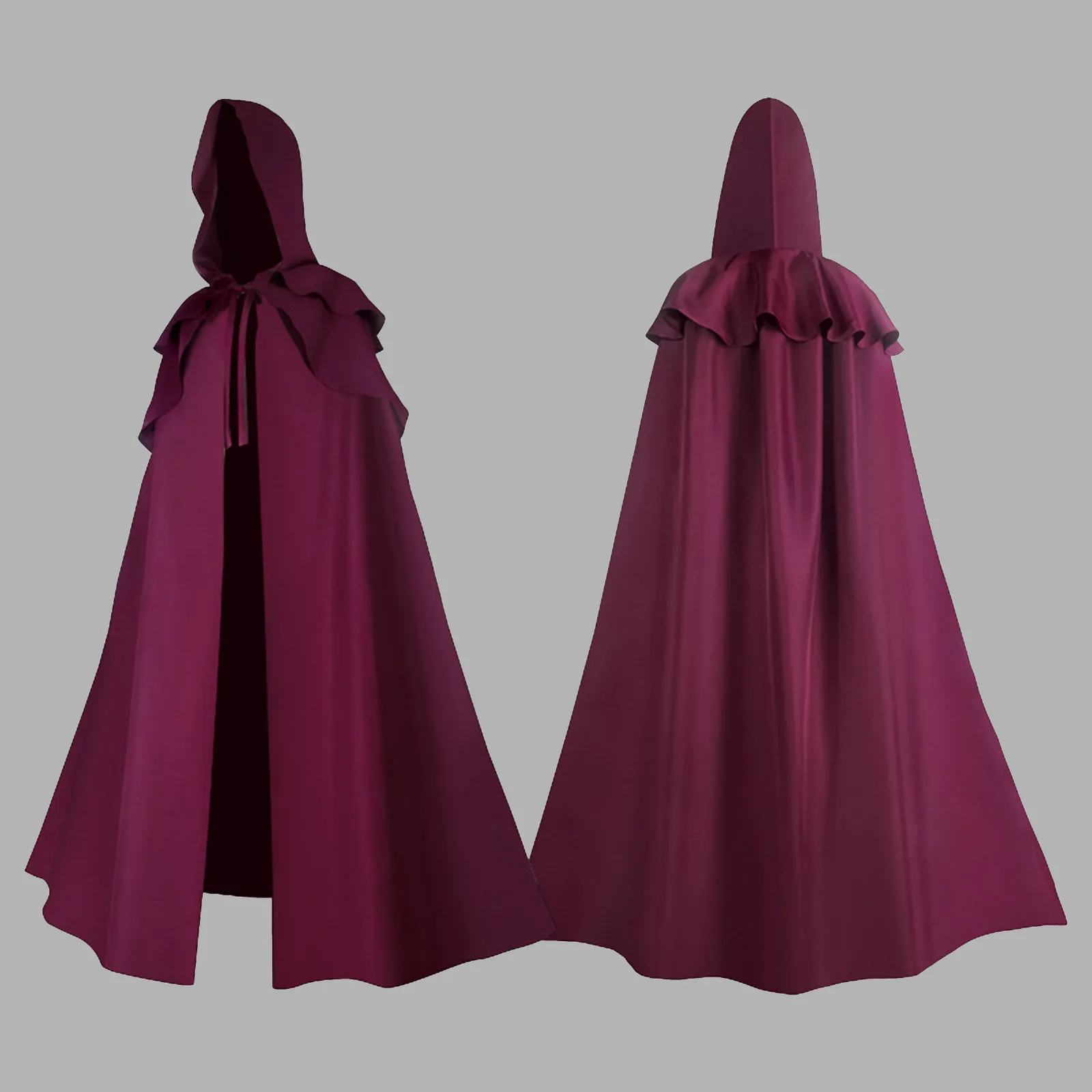 Черная Мужская накидка с капюшоном средневековая искусственная однотонная