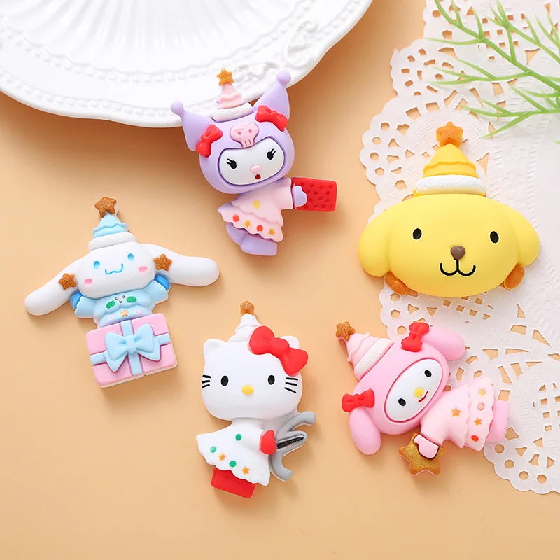 

5Pcs Cinnamoroll Diy Accessories Sanrio Kawaii Anime Cute Cartoon Kuromi Hello Kitty Girly Heart Phone Case Patch Toy for Girls