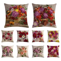 flower bouquet series housse de coussin linen pillowcase decoration salon cushion cover cojines decorativos para sof%c3%a1