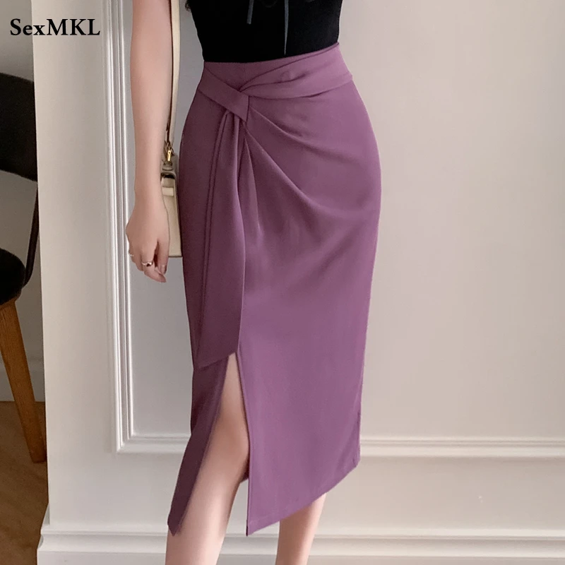 

Elegant Office Summer Skirts Women 2023 Fashion High Waist Bodycon Faldas Largas Korean Clothes Slim Sexy Mid Length Black Skirt