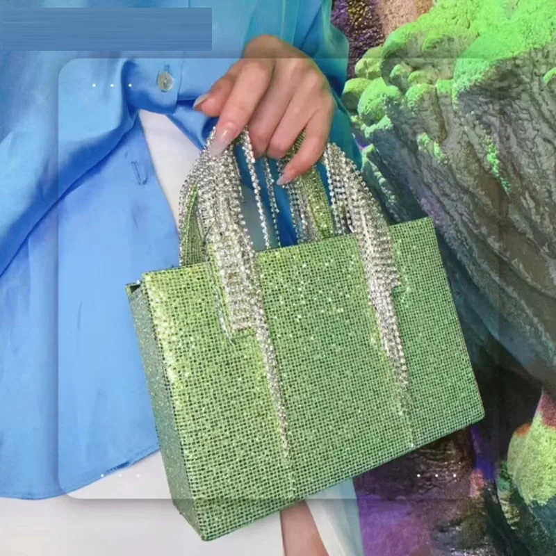 

Elegant Handbag Women's 2023 Fashion Diamond Small Square Bag Tassel Sparkling Party Dinner Deluxe Bag Women's Handbag