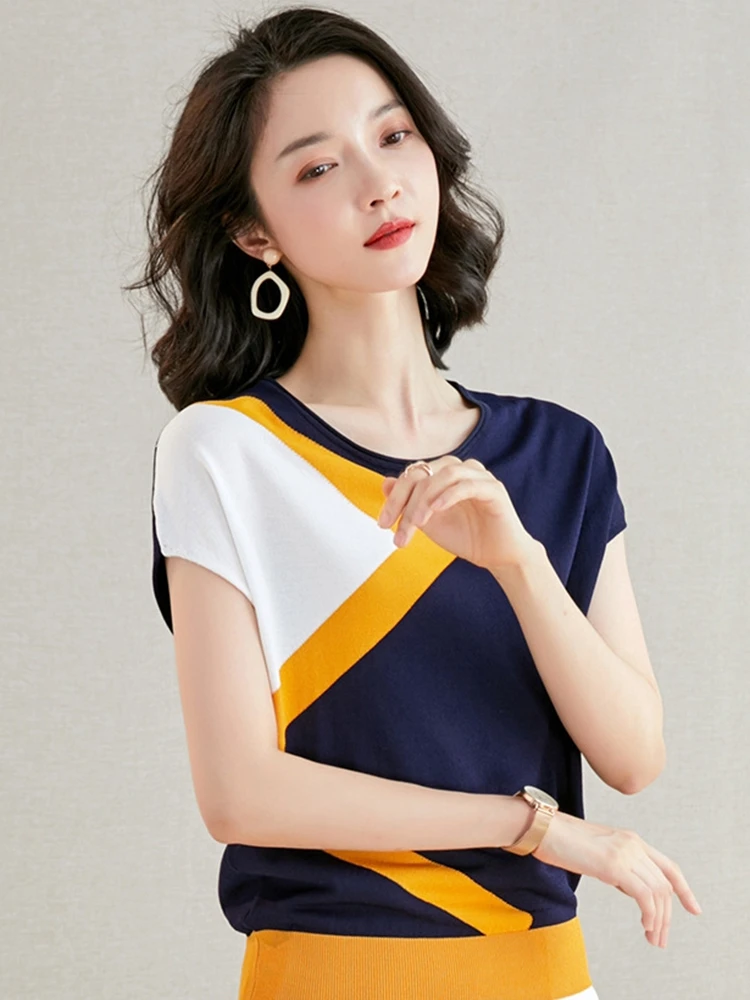 

Элегантные женские футболки с коротким рукавом, женские топы, женские футболки с круглым вырезом, летние женские футболки