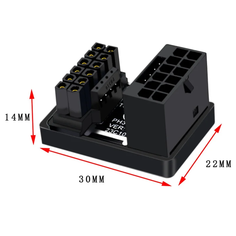 Фото PCIE5.0 графическая карта ATX3.0 источник питания 12VHPWR 12 + 4 16P 600 Вт штекер-гнездо 180 градусов переходник черный №4