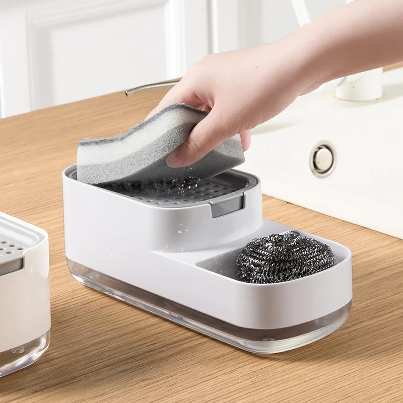 

Japanese-style kitchen upgrade press type manual soap box detergent dispenser storage box sponge soap box press