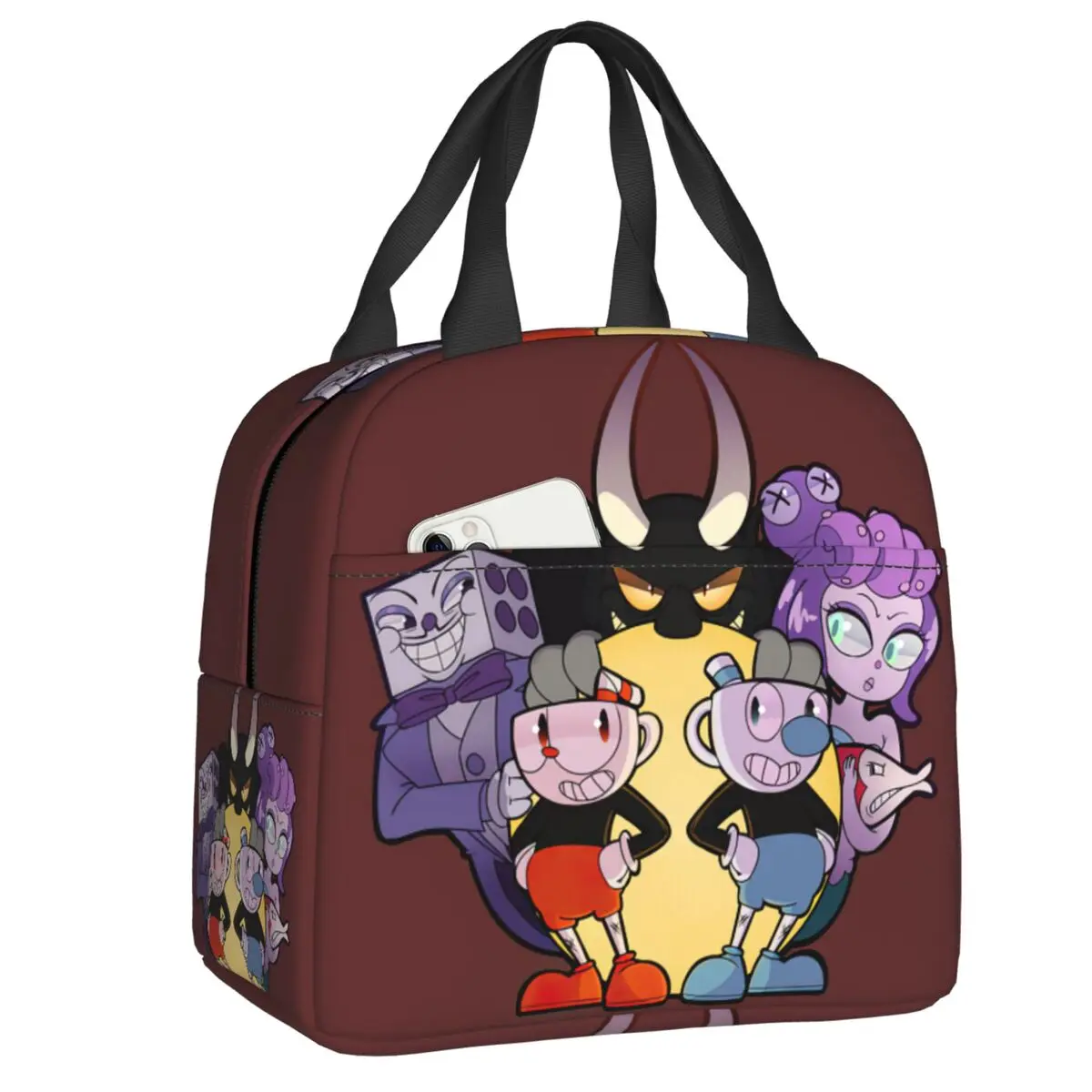 

Персонализированная мультяшная сумка для обеда Cuphead для мужчин и женщин, термоохлаждающий изолированный Ланч-бокс для детей, школы