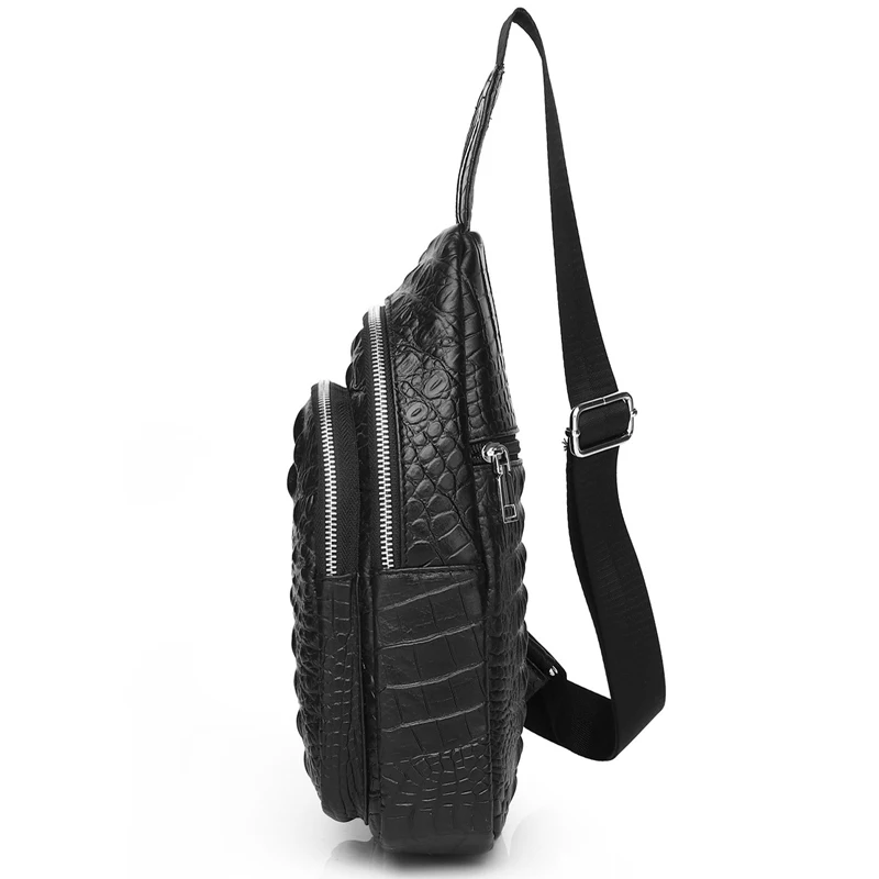 Men's Chest Bag Genuine Leather Crocodile Vintage Crossbody Bags Man Travel Back Packs Messenger Shoulder Sling Bags