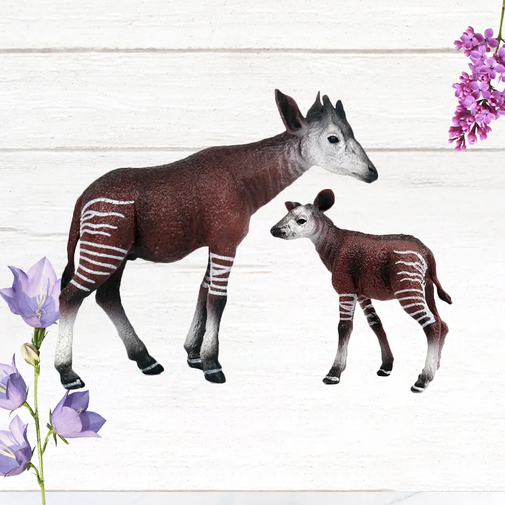 

2pcs Okapi Model Static Solid Simulation Cognitive Decoration Toy Okapi Model Animal Model for Child Kids