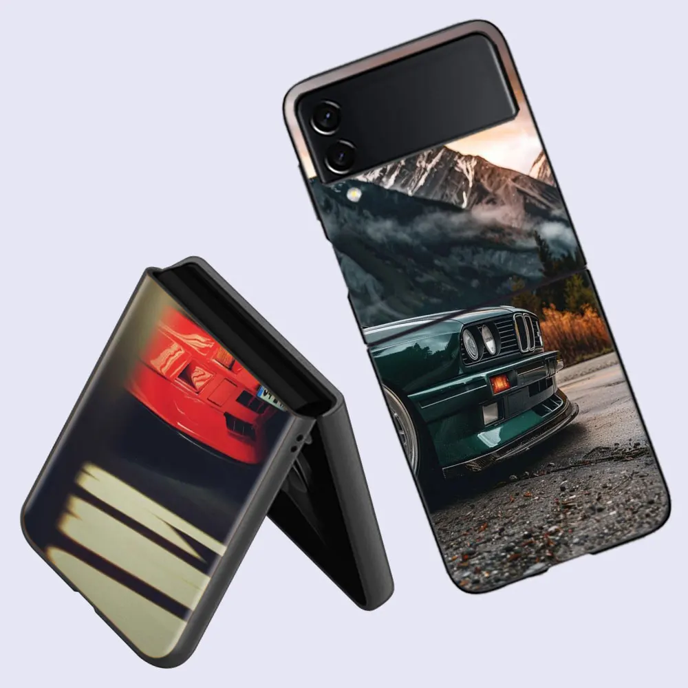 Автомобильный чехол для телефона B- Bmwes-S E30 Fundas Samsung Galaxy Z Flip 5 6 4 3 5G с задней крышкой