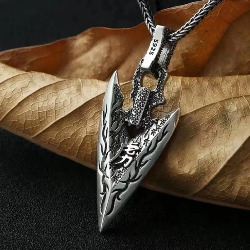 

charming Original Design S925 Sterling Silver Arrowhead Pendant Men Real Silver Tradition Courage Weapon Arrow Pendant