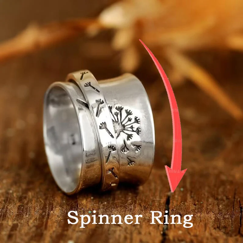 Антистрессовое кольцо для женщин и мужчин кольцо-Спиннер с одуванчиком свободно