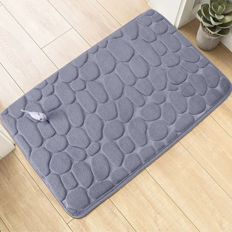 

Pebble Ottomans Coral Fleece Floor Mats Embossed Bathroom Bath Mats Anti-Slip Carpets Bathtub Floor Carpets Shower Door Mats