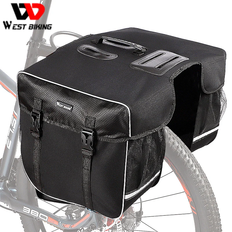 

WEST BIKING Bicycle Bag Waterproof Bike Rear Rack Pannier 25-28L Large Capacity Side Bag Cycling MTB Luggage Carrier Trunk Bags