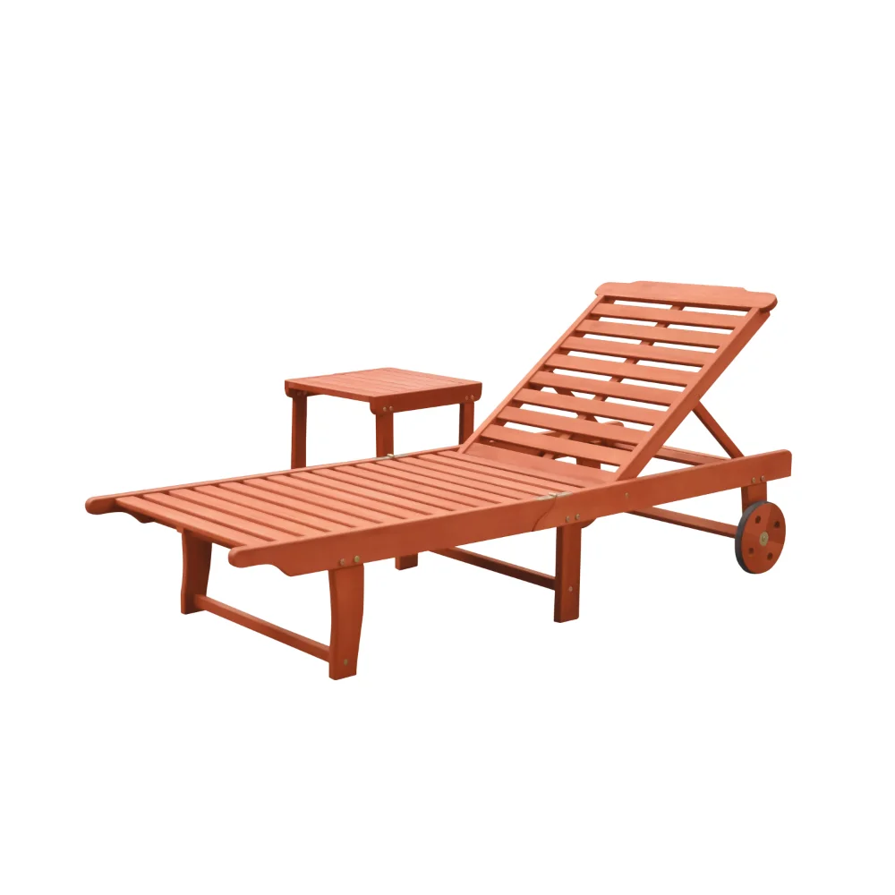 

Malibu Outdoor Patio Wood 2-Piece Beach & Pool Lounge Set in Reddish Brown