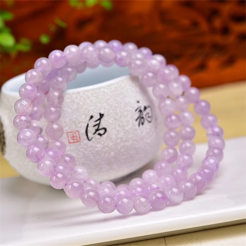 3 мм натуральный лавандовый аметист тройной круг браслет модный Рейки