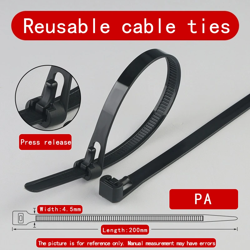 

50/100 Шт. Многоразовые Пластиковые Кабельные Стяжки 5*200 Мм, Нейлоновые Ремни-пряжки, Отрывные Органайзеры Для Проводов