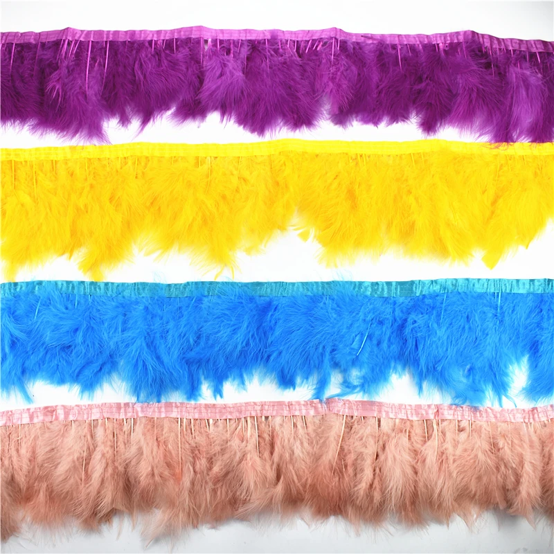 

2Meters Natural Fluffy Marabou Feather Trims Fringe 6-8inch Turkey Feathers Tape for Crafts Ribbon Boa Decoration Plumes Decor