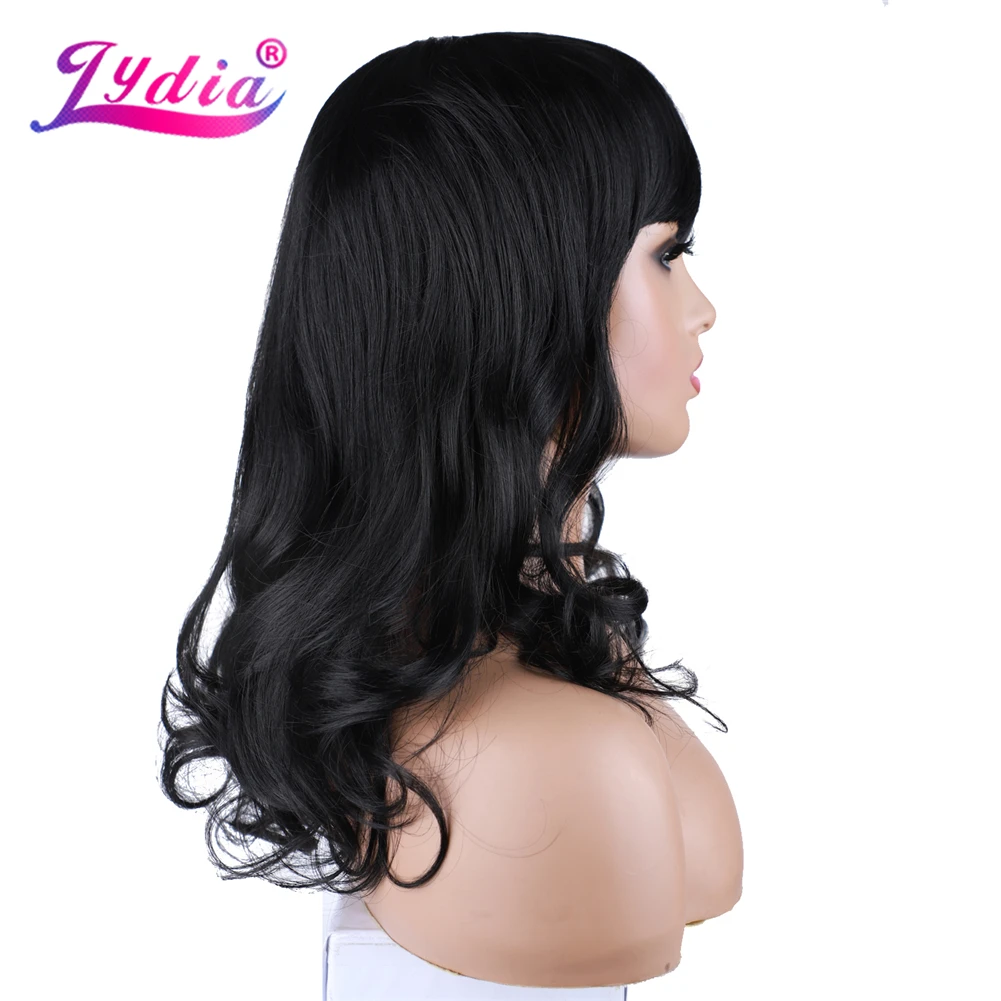 Lydia синтетические парики среднего размера с аккуратной челкой прямые черные