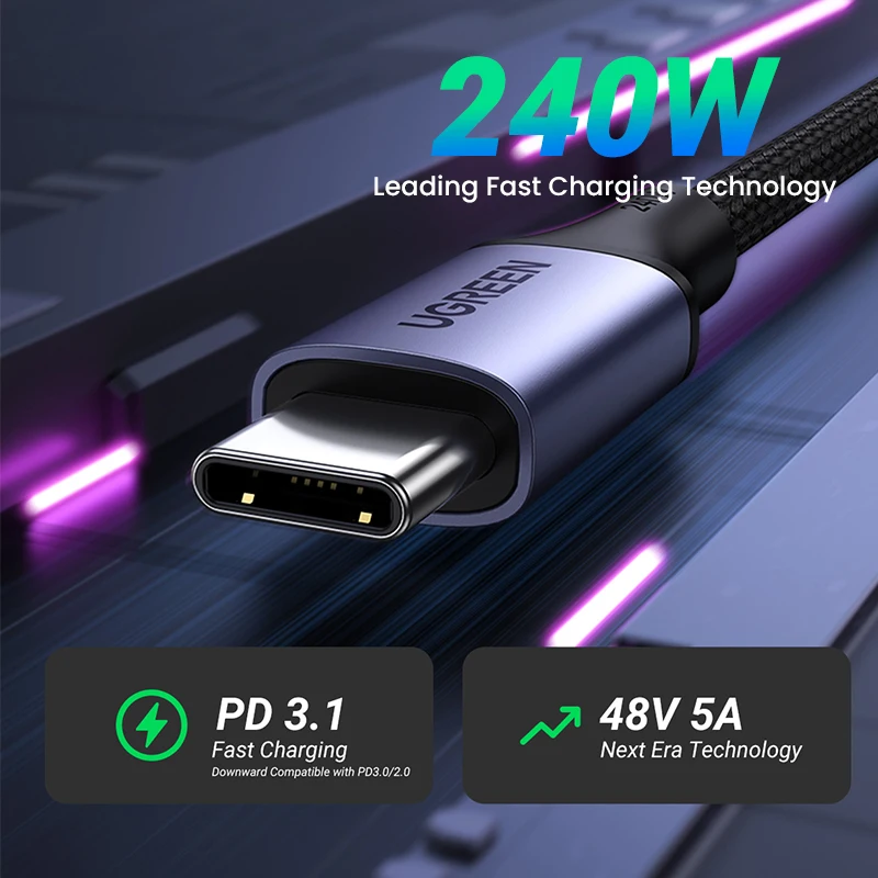 UGREEN 240W USB Type C Cable Power Line PD3.1 for PS5 Nintendo Switch Galaxy S22 MacBook Blazing-Fast Charging Cable 48V5A USB C