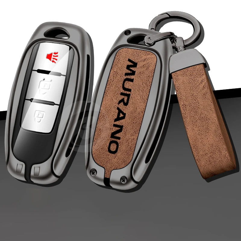 

Zinc Alloy Leather Car Key Case Cover For Nissan Murano For Z51 Protector Keyless Accessories Holder Keychain Keyring