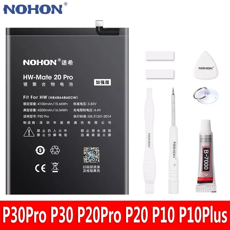 

NOHON Battery For Huawei Ascend P30 P20 Pro P10 Plus Mate 20 10 Pro Lite 10 9 V10 V20 10i 20i 8X Replacement Phone Bateria