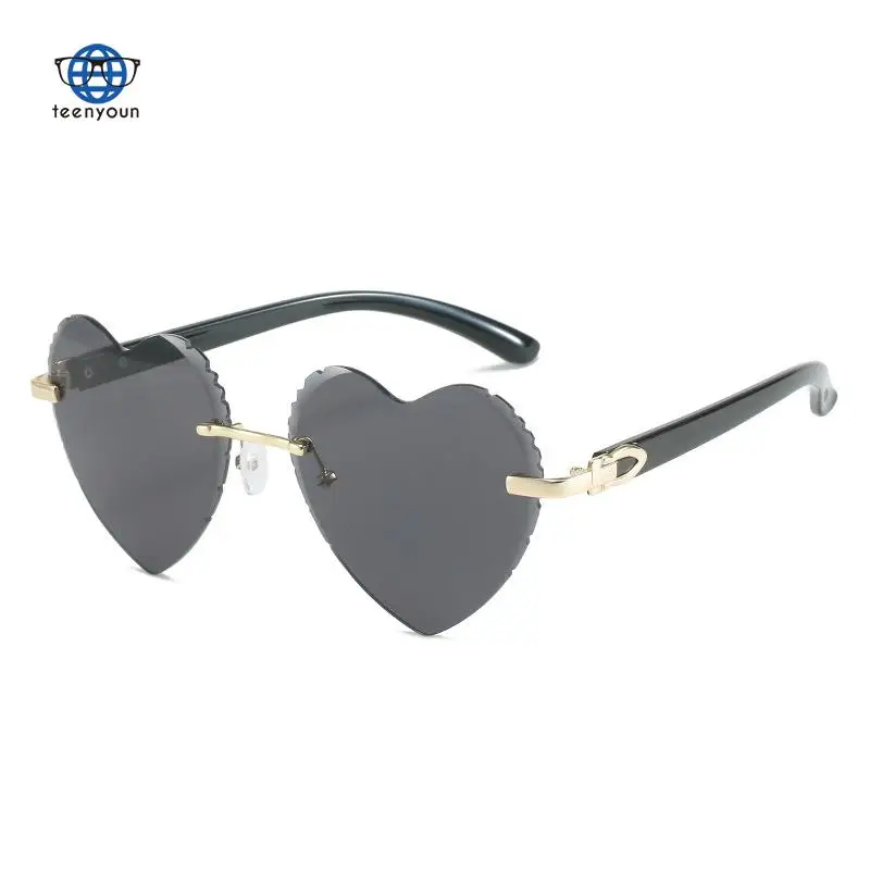 

Teenyoun 2022 New Rimless Thick Edge Cut Sunglasses Peach Heart Inverted Edge Wavy Sunglasses Women's Shades Online Red Glasses