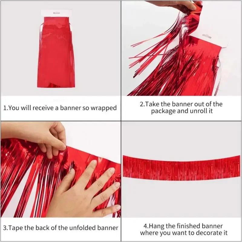 Премиум фольга бахрома мишура гирлянда 2 м * 30 см фольгированный баннер день