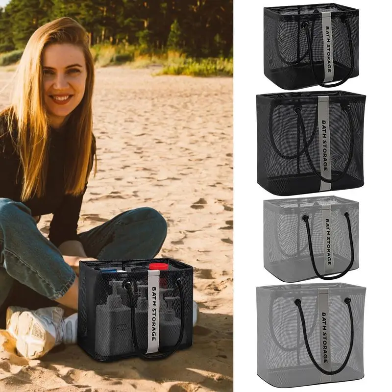 

Large Mesh Beach Bag Durable Drawstring Storage Pouch Bag Multi Purpose Reusable Grocery Bags Portable Short Handle Net Tote