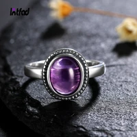 new fashion 8x10 mm oval natural amethyst rings womens 925 silver jewelry ring wholesale high quality gifts vintage fine