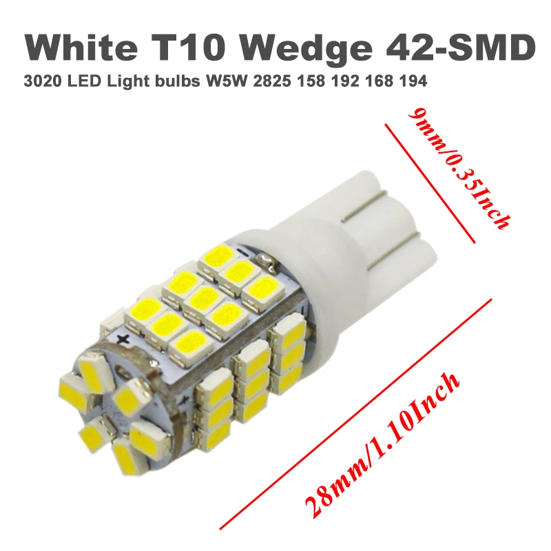 2X автомобильный Led T10 42 Smd Автомобильный светодиодный светильник W5W 194 1206/3020 42SMD