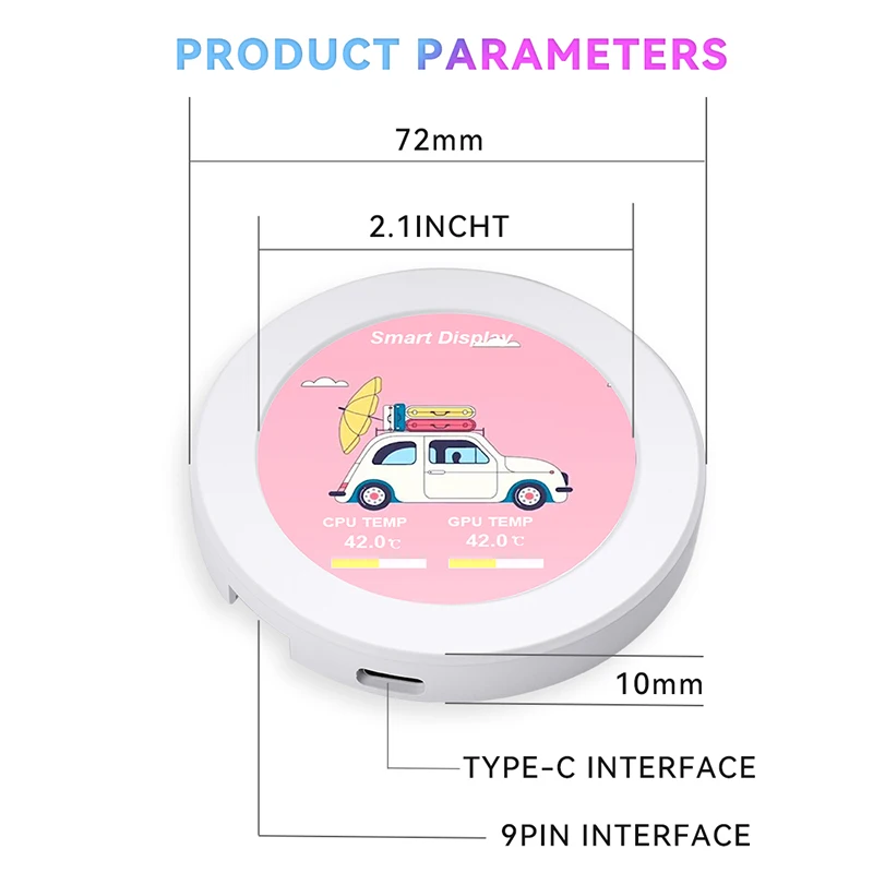 2 1-дюймовый дополнительный IPS-экран 480*480 USB с водяным охлаждением круглый