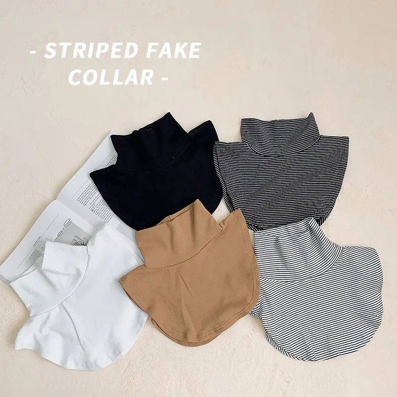

Women's Versatile Fake Collar White Shirt Decor for Woman and Man High Neck Stripe False Collars Men Accessories