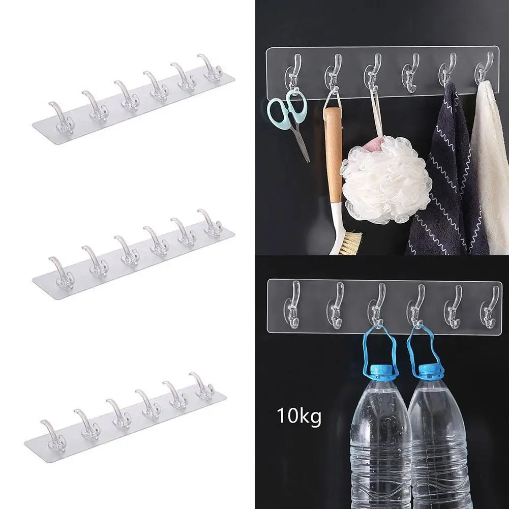 

3Pcs Transparent Wall Hook Hooks Coat Rack Wall Mount Waterproof Oilproof Self Adhesive Hooks for Bathroom Kitchen Heavy Duty