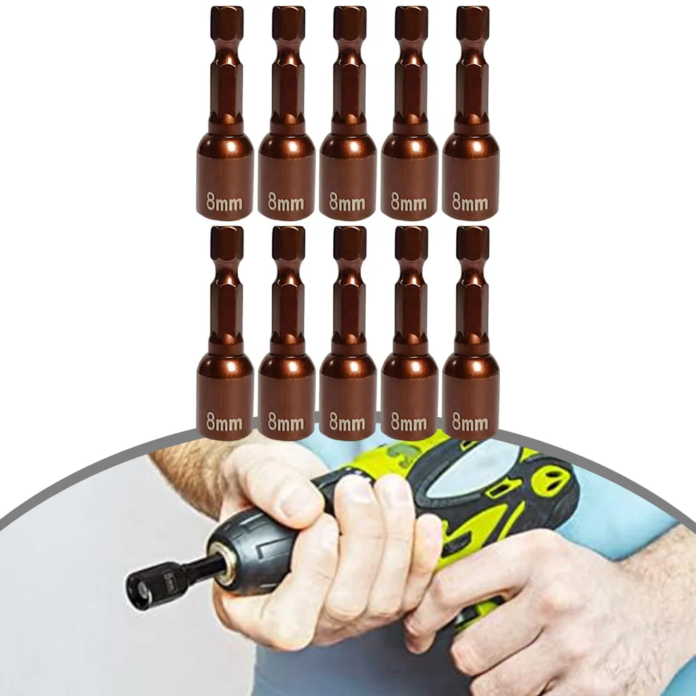 10 шт. 8 мм магнитная гайка отвертка торцевая насадка 1/4 дюйма шестигранный