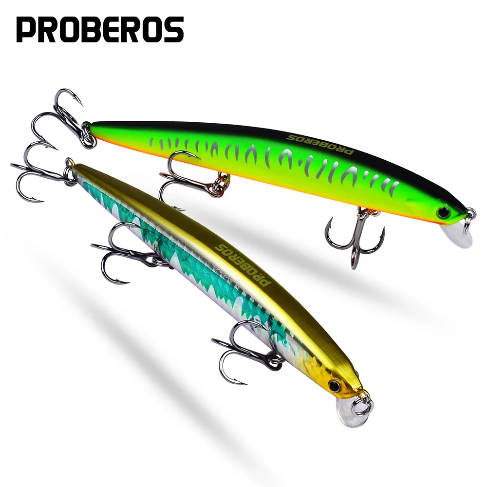 Фото Proberos, 1 шт., 12,5 см/4,92 дюйма, реалистичная длинная рыболовная приманка для гольяна, 16 г - с 3D глазами, тонущая кривошипная приманка с 3X тройными крючками №3