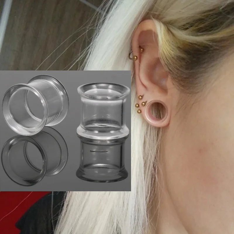 

1 Pair Acrylic Body Piercing Jewelry Gauges Ear Plugs and Tunnels Black White Clear Color Expander Earrings Men Women 3-16mm