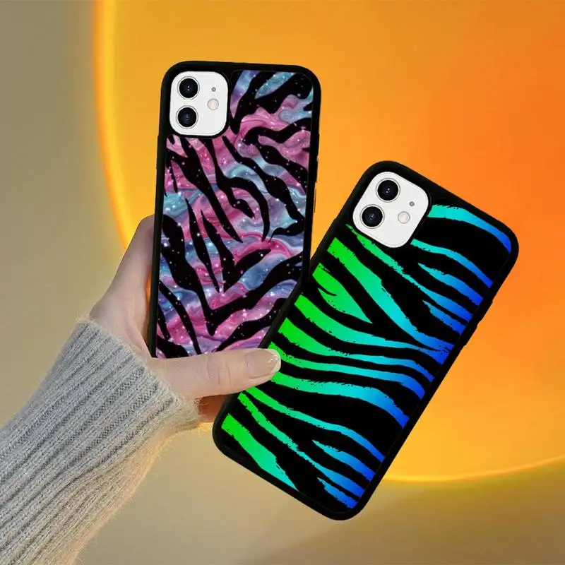 

Zebra Print Phone Case Silicone PC+TPU Case for iPhone 11 12 13 Pro Max 8 7 6 Plus X SE XR Hard Fundas