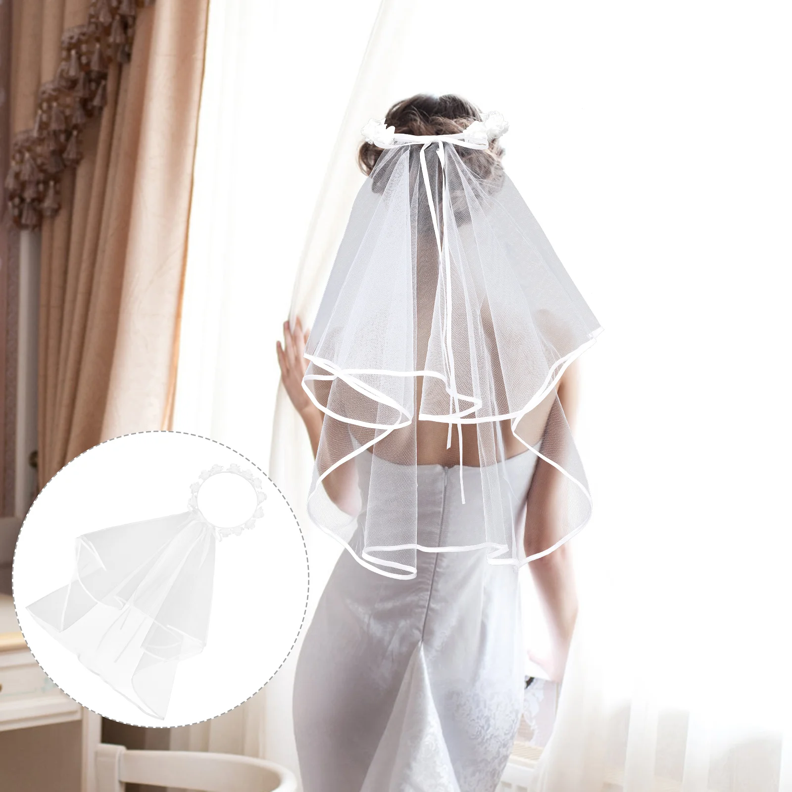 

Фата свадебная для невесты, Белый Фата для невесты, короткая Тюлевая, сетчатая головка для девушек