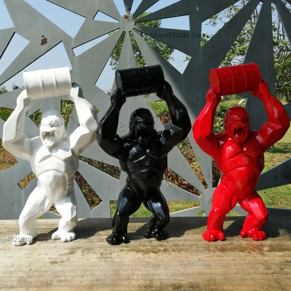 

16"Big Creative King Kong Decoration Art Craft Animal Simulation Resin Statue Gorilla Bust Figure Model Toy BOX 40CM Collectible