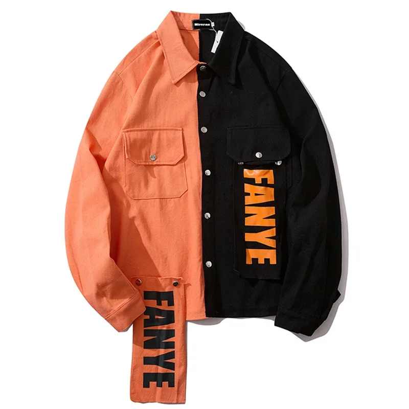 Притягательная Лоскутная куртка для мужчин мужская с ленточным карманом стиль